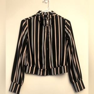 Dynamite Full Zip Crop Blouse, Size XS